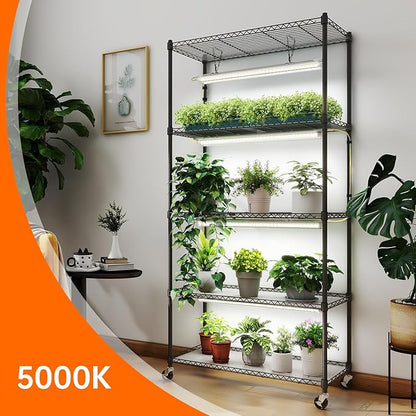 Bstrip Plant Shelf with Grow Light, 5-Tier Plant Stand with T8 24W Grow Light - Image 3