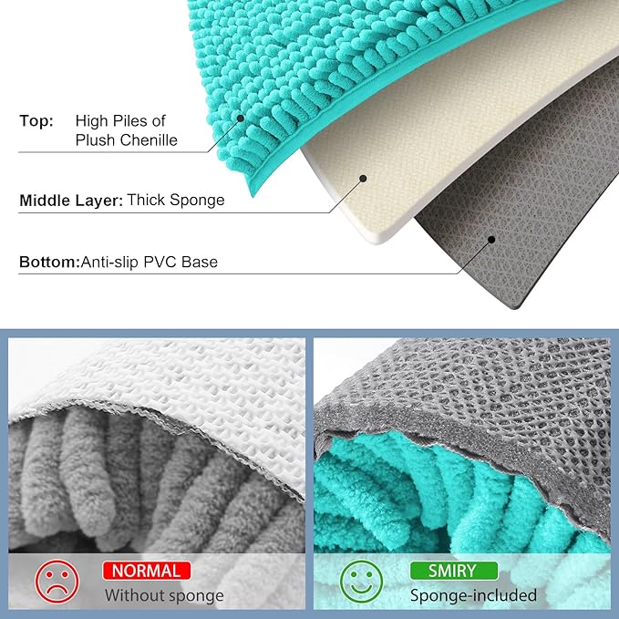 Smiry Luxury Chenille Bathroom Rugs 40x32, Extra Soft and Absorbent Shaggy Bath - Image 5
