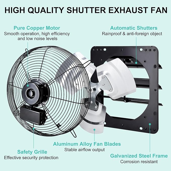 14 Inch Wall Mounted Shutter Exhaust Fan - Image 8