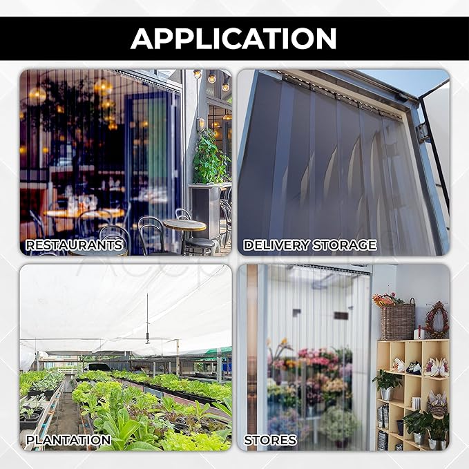 Clear PVC Smooth Plastic Strip Door Curtain Kit 5 x 7' Standard 60 x 83.8 in - Image 9