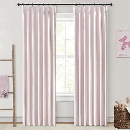 Pink Boho Blackout Curtains for Girls Room, Viral Pinch Pleated Linen Drapes - Image 7