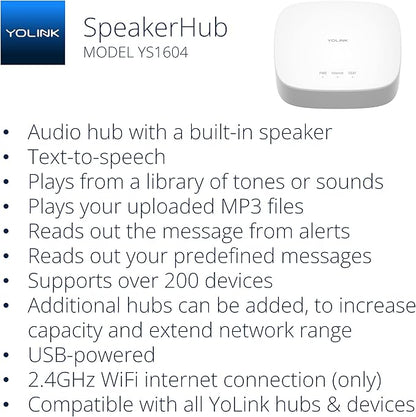 YoLink Water Leak Detection Starter Kit, w/SpeakerHub Audio/Talking Hub & Water - Image 3