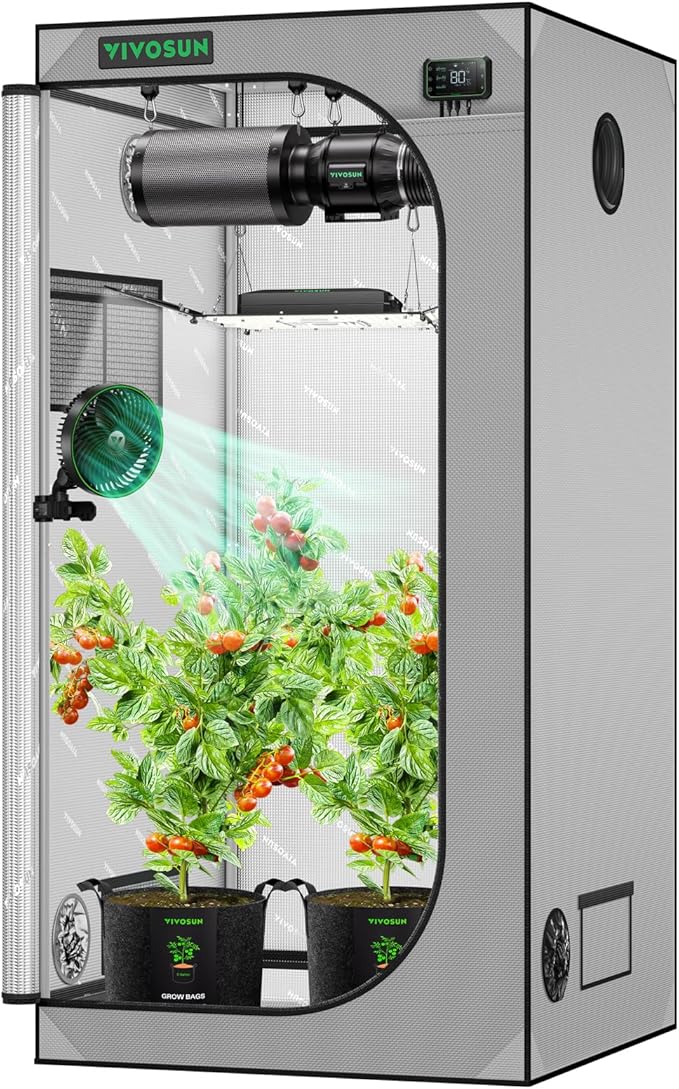 VIVOSUN G336 36"x36"x72" Grow Tent, 3x3 FT Advanced Gray Mylar Tent by VIVOSUN