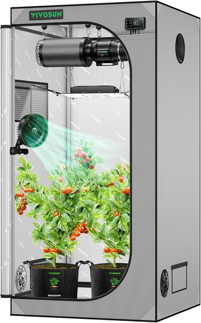 VIVOSUN G336 36"x36"x72" Grow Tent, 3x3 FT Advanced Gray Mylar Tent by VIVOSUN