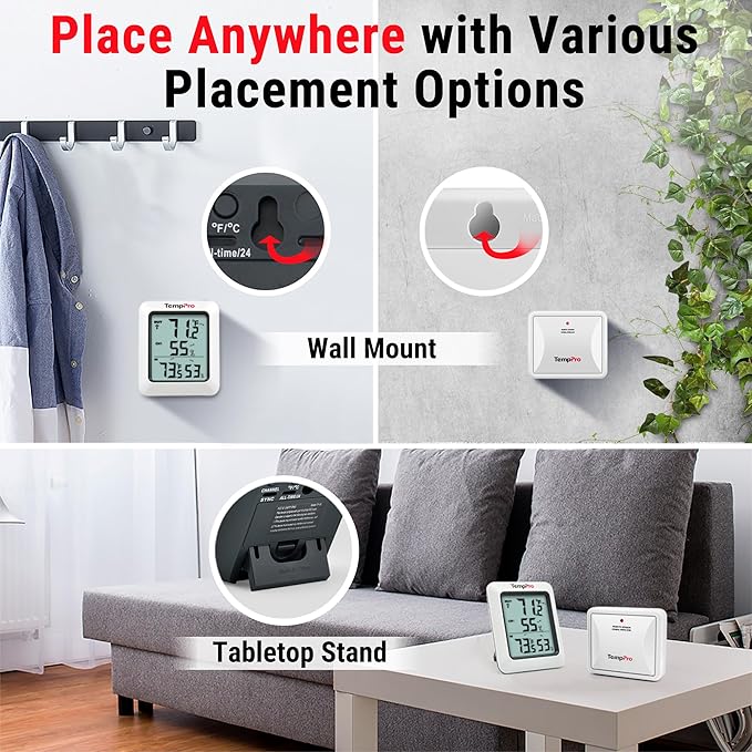 TempPro TP60 Digital Hygrometer Outdoor Thermometer Wireless Temperature and - Image 6