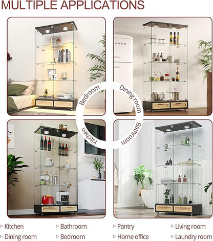 Yoluckea 4 Tier Glass Display Cabinet - Image 6
