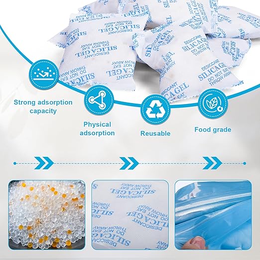 VOISEN 100 Gram 24 Pcs Color-Indicating Silica Gel Packets, Premium Food Grade - Image 3