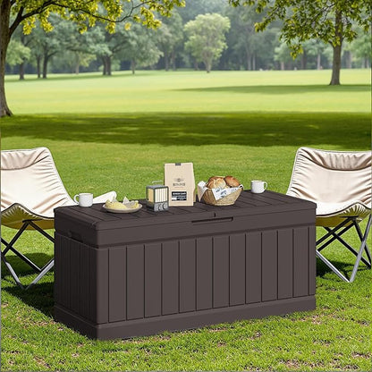 JUMMICO 78 Gallon Outdoor Deck Box Large Resin Storage Box - Image 7