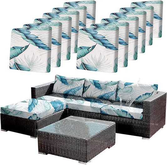 12Pcs Stretch Patio Cushion Covers Outdoor Couch Cover Replacement, Outdoor by CALBODE