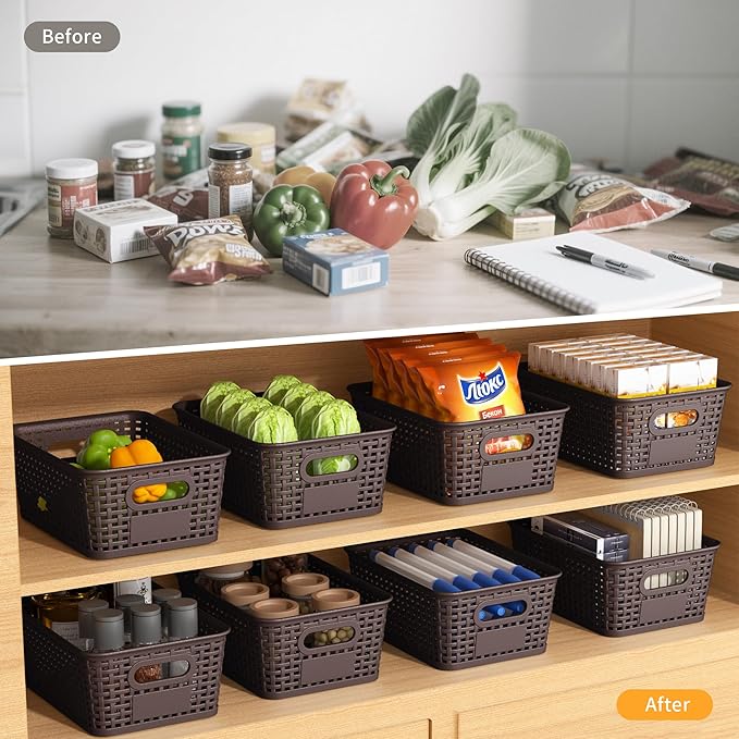 Brown Plastic Storage Baskets - Image 4