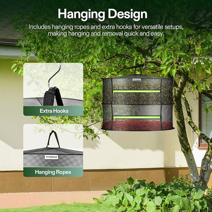 VIVOSUN 2-Layer Mesh Drying Rack Hanging Design - Image 3