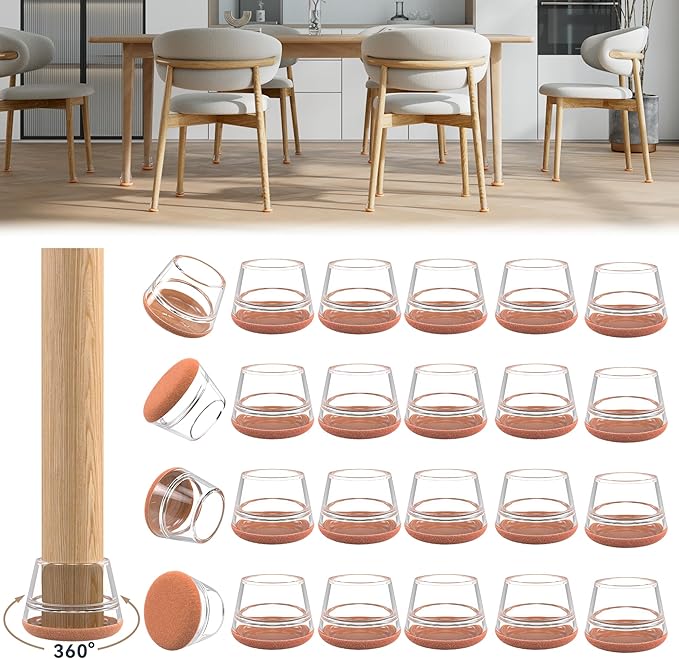 24PCS Upgraded Silicone Chair Leg Floor Protectors by Violibar