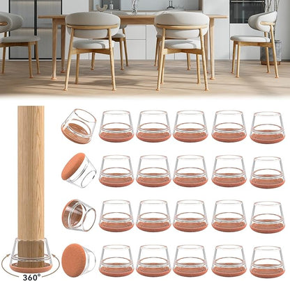 24PCS Upgraded Silicone Chair Leg Floor Protectors by Violibar