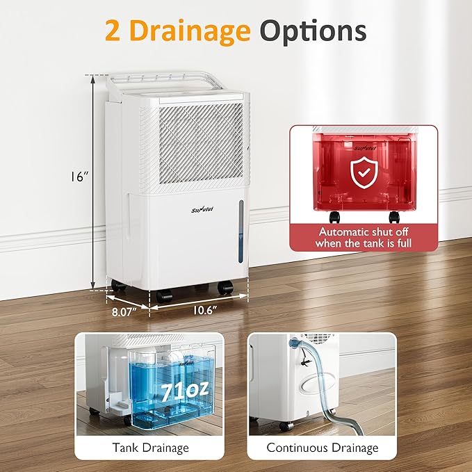 Sunvivi 22 Pints Dehumidifier for Home: 1500 Sq.Ft Dehumidifiers - Image 4