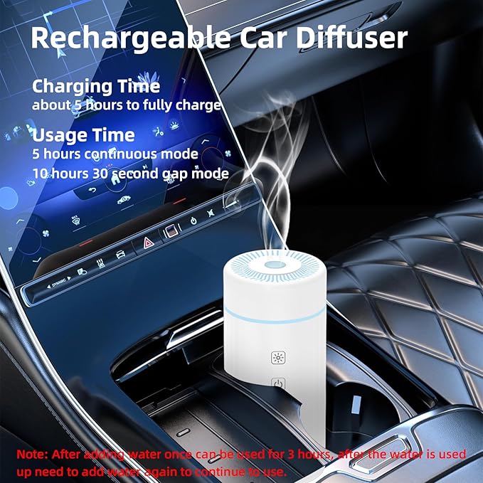 100ML Car Essential Oil Diffuser, Rechargeable Battery Powered, Cordless - Image 2