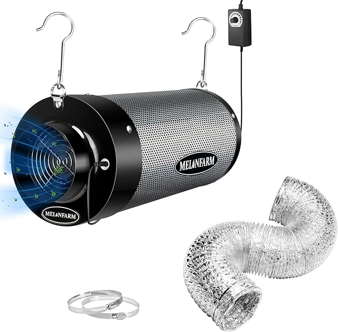 MELONFARM Air Filtration Kit 6", Built-in 14cm Fan Low Nois Carbon Filter by MELONFARM