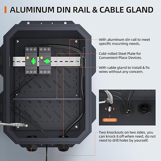 Joinfworld Outdoor Electrical Box, Metal Outdoor Enclosure Box Waterproof IP65 - Image 4
