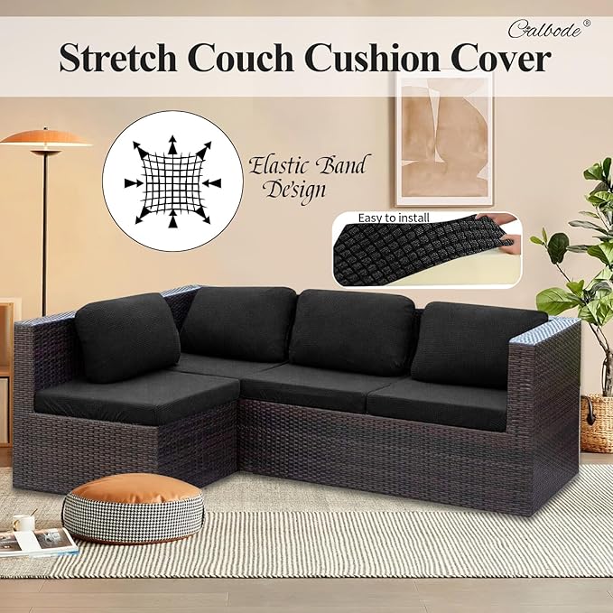 12Pcs Outdoor Stretch Cushion Covers, Waterproof Outdoor Chair Cushion Covers - Image 7
