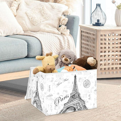 Kigai Paris Eiffel Tower Lidded Home Storage Bins, Foldable Storage Basket - Image 5