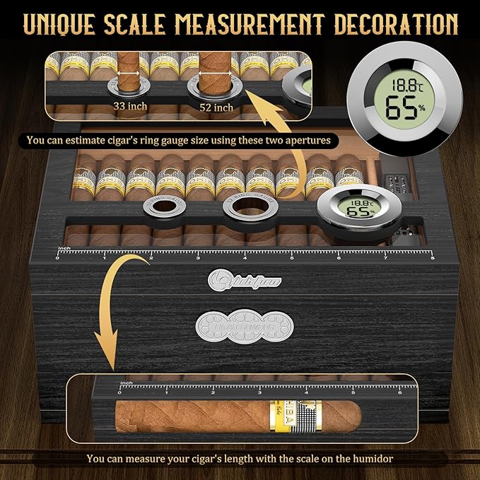 Cigar Humidor, Glass Top Desktop Humidor Box, Cigar Gifts - Image 5