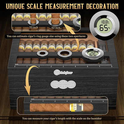 Cigar Humidor, Glass Top Desktop Humidor Box, Cigar Gifts - Image 5