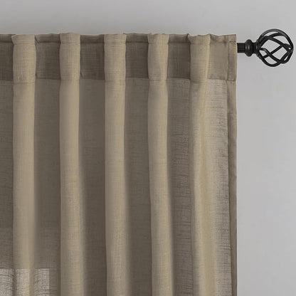 Primitive Linen Curtains 102 inches Long 1 Pair - Image 6