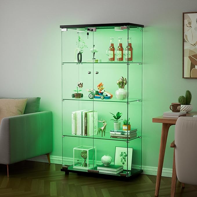Yoluckea 4 Shelves Glass Display Cabinet - Image 4