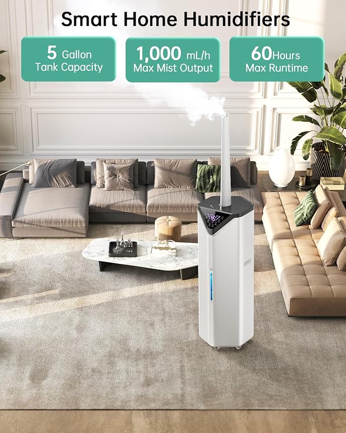 5Gal Smart Humidifier Large Room up to 2800ft², APP & Remote Control, 180° Auto - Image 4