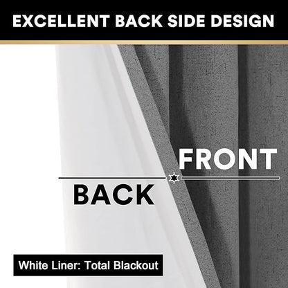 PrinceDeco Blackout Curtains 64" Long 2 Panels Set 100% Blackout Curtains - Image 4