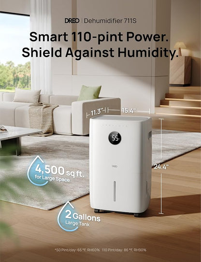 DREO 110-Pint Smart Dehumidifier - Image 2