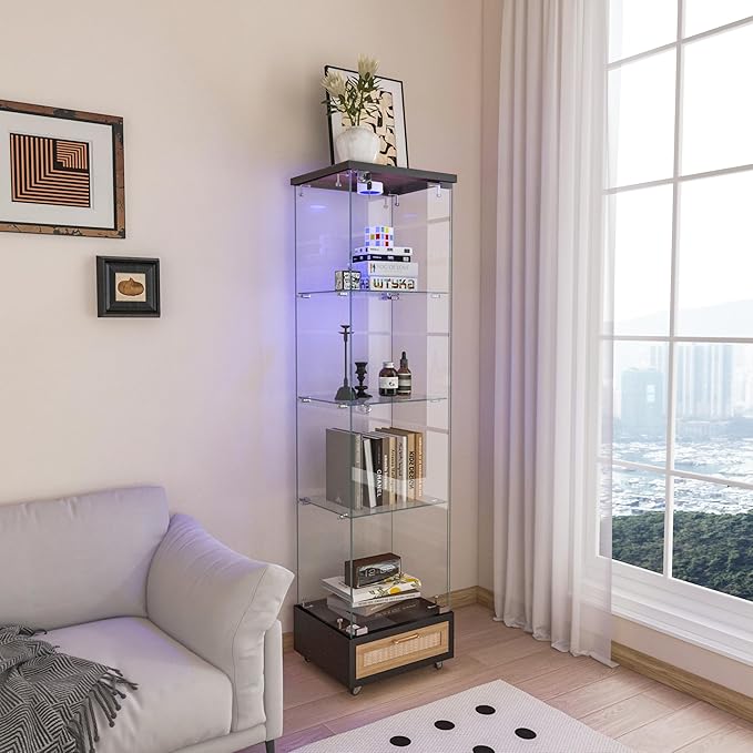 Yoluckea 4 Tiers Glass Display Cabinet by Yoluckea