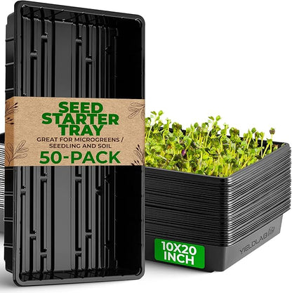 10x20 Inch Black Plastic 50 Pack Plant Propagation Tray – Growing Trays by YieldLab