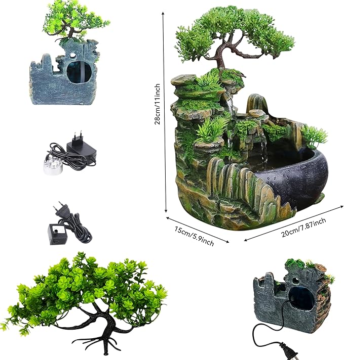 Tabletop Rockery Fountain Indoor Waterfall Bonsai Desktop Mini Rockery Water - Image 5