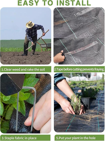 6.5ftx300ft Weed Barrier Landscape Fabric Heavy Duty, Premium 3OZ Garden - Image 4