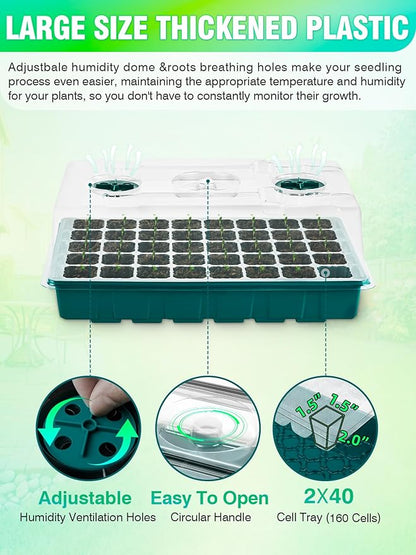 Seed Starter Tray with Grow Lights and Heat Mat, 3-in-1 Soil Meter, 80-Cell - Image 4