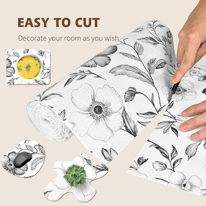 Drawer and Shelf Liner Black Flowers 17in x 20FT, Non Adhesive Anti-Slip Double - Image 7