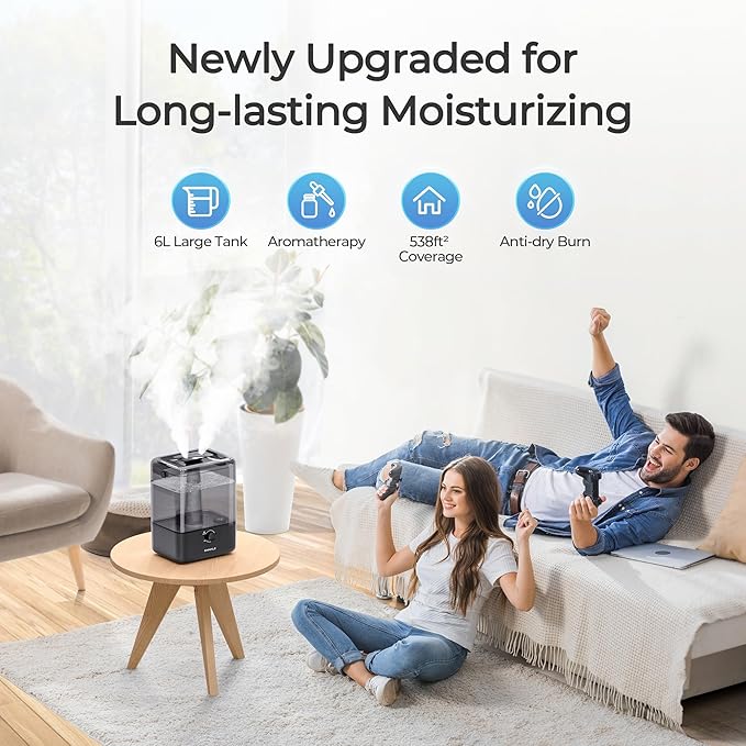CHIVALZ Humidifiers for Bedroom, 6L Cool Mist Humidifiers for Baby Nursery - Image 2