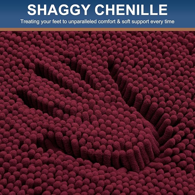 Smiry Luxury Chenille Bathroom Rugs 44x32, Extra Soft and Absorbent Shaggy Bath - Image 3