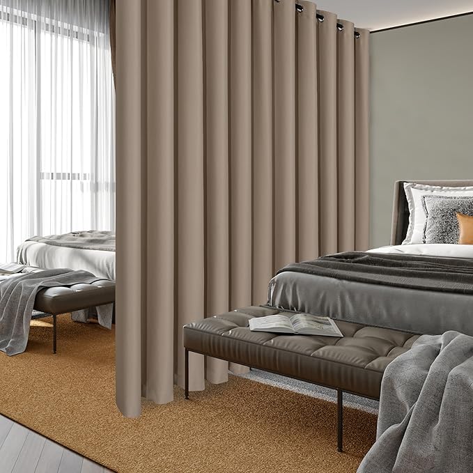Hiasan Patio Sliding Door Curtain Panel, Camel Room Divider Grommet Blackout - Image 8