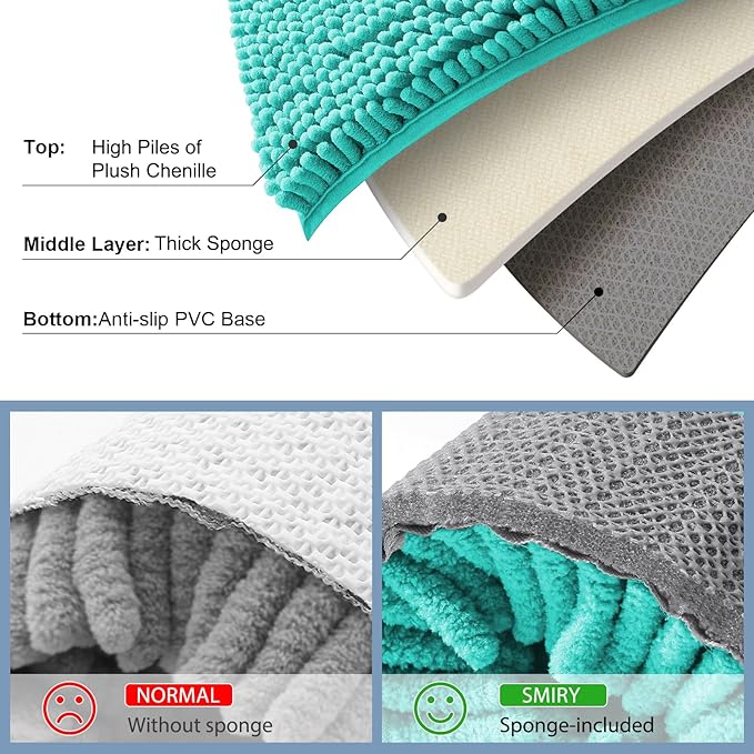 Smiry Luxury Chenille Toilet Rugs U-Shaped 20x20, Soft Absorbent Non-Slip - Image 5