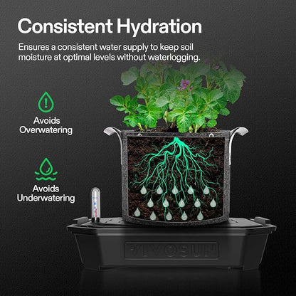 VIVOSUN 4-Pack FlexFeed Self-Watering Pots, Auto Irrigation Fabric Pot Base - Image 5