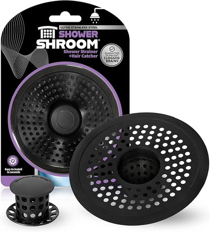 ShowerShroom Ultra Matte Black Hair Catcher, Stainless Steel Drain Protector by TubShroom