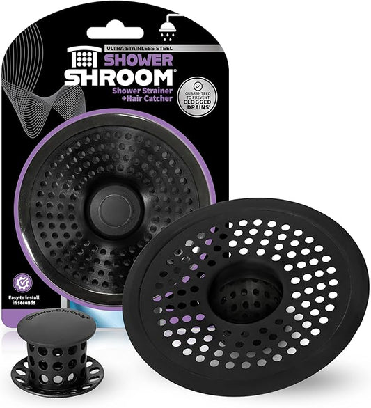 ShowerShroom Ultra Matte Black Hair Catcher, Stainless Steel Drain Protector by TubShroom