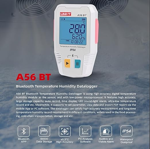 UNI-T UNI-Trend A56 BT/A57 BT Temperature Humidity Datalogger;64000 Data - Image 5