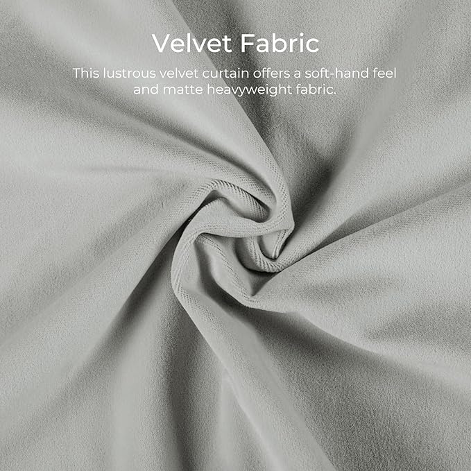 TWOPAGES Luxury Velvet Curtain Pinch Pleated Neutral Gray Curtain 102 inch Long - Image 3