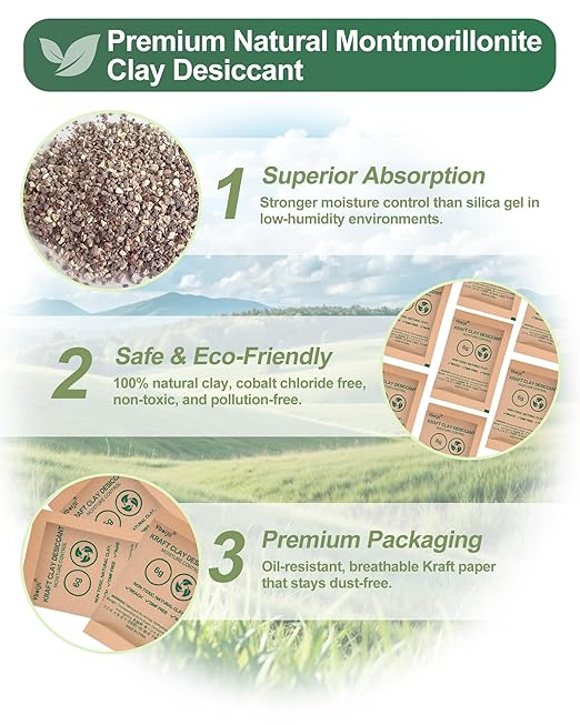 2 Gram Kraft Clay Desiccants Packs, Premium Food Grade Desiccant - Image 5
