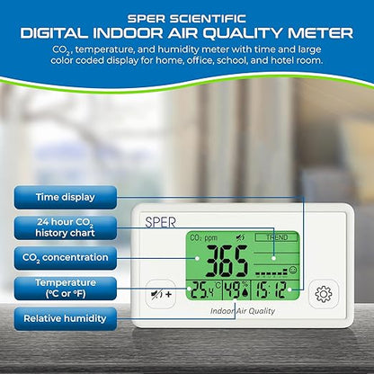 Sper Scientific Digital Indoor Air Quality Meter Monitor 800052 w/NDIR CO2 - Image 2