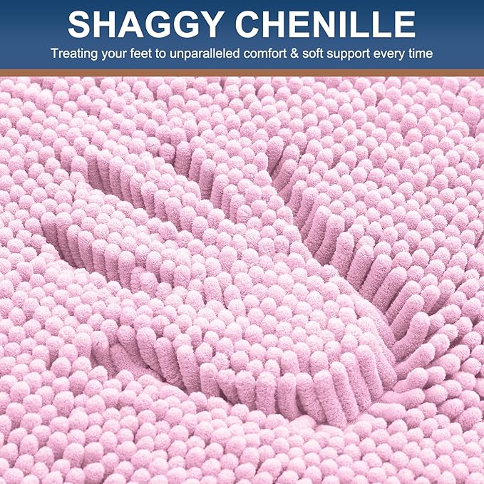 Smiry Luxury Chenille Bathroom Rugs 47x20, Extra Soft and Absorbent Shaggy Bath - Image 3