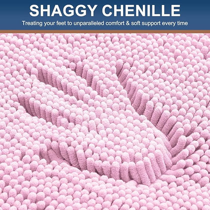 Smiry Luxury Chenille Bathroom Rugs 47x20, Extra Soft and Absorbent Shaggy Bath - Image 3