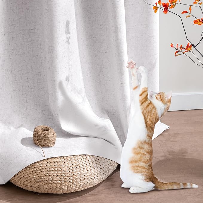 PrinceDeco 100% Blackout Curtains Nature Linen Blended 84 Inch Long Room - Image 5